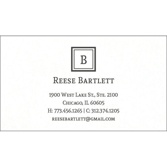 Bordered Initial Letterpress Contact Cards